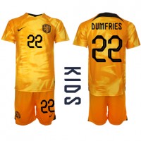 Netherlands Denzel Dumfries #22 Replica Home Minikit World Cup 2022 Short Sleeve (+ pants)